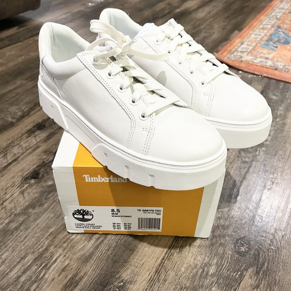 Timberland Womens Laurel Court Low Lace Sneakers - White Size: 8.5 (TB0A61FGEM2)